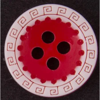 Knoflík Knoflík plastový 13 mm, červeno-bílý