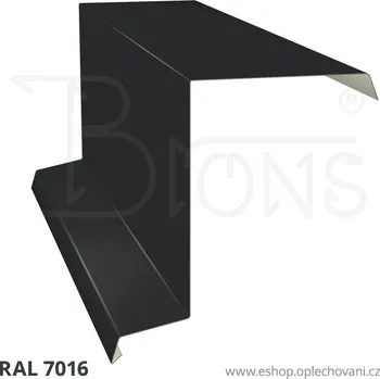 Střešní lemovaní Závětrná lišta horní rš 380 tmavě šedá