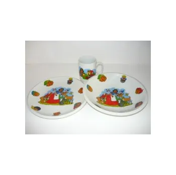 Talíř Dětská třídílná jídelní porcelánová sada SNĚHURKA