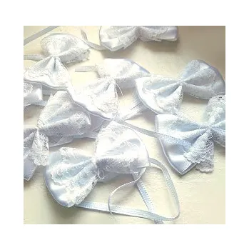 Bílé mašličky krajkové malé - 8ks