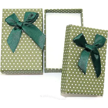 Dárková krabička Dárková krabička zelená s mašlí 8 x 5cm - na přívěsek, náušnice