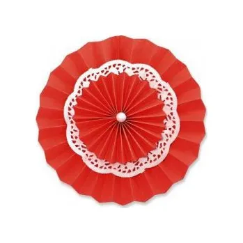 Party dekorace Rozeta závěsná krajková - červená 30 cm