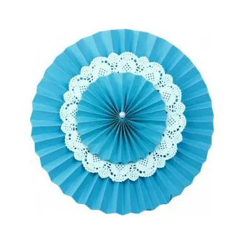 Party dekorace Rozeta závěsná krajková - tyrkys 30cm