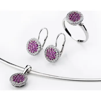 Prsten Dámská zlatá souprava s červenými rubíny a zirkony cca 585/7,05gr (POŠTOVNÉ ZDARMA)