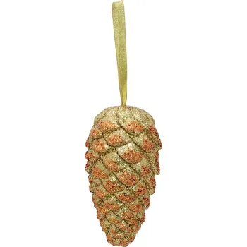 Vánoční ozdoba Vánoční ozdoba - šiška zlatá s bronz glitry, 18 cm