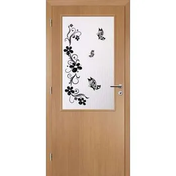 Samolepící dekorace Samolepka na dveře Květinový ornament s motýly (dekorace do bytu)