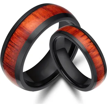 Prsten Wolframové snubní prsteny se dřevem R-TU-099