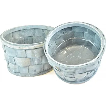 Květináč Vingo Sada 2 šedých obalů s PVC vložkou