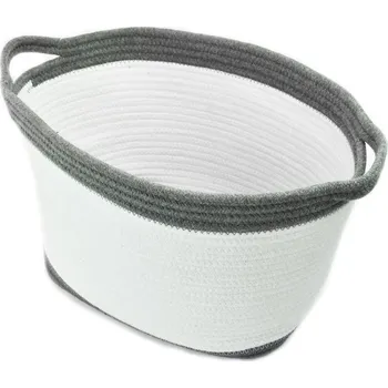 Úložný box Vingo Jutový oválný košík - bílý, 40 x 26 cm
