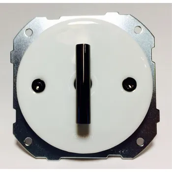 vypínač FONTINI by Font Barcelona Porcelánový vypínač LOW bílý/klička tmavý nikl Řazení vypínačů: Vypínač č. 6 – schodišťový - pro ovládání ze 2 míst 34 308 17 30