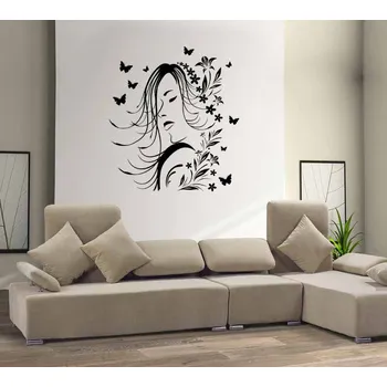 Samolepící dekorace Samolepka na zeď Žena v květech (dekorace na zeď)