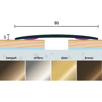 přechodová lišta přechodový profil samolepící 80x6,5mm,hliník elox zlatý matný, délka 270cm (cena za bm)