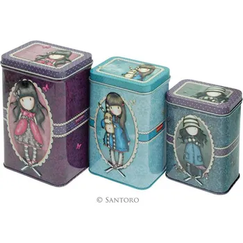 Peněženka Sada 3 plechových krabiček od firmy SANTORO Gorjuss (Gorjuss Set of 3 Storage Tins - Ladybird, Hush Little Bunny, Toadstoolst)