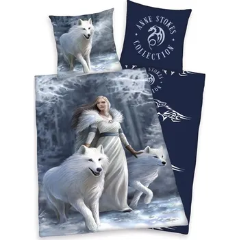 Povlečení Herding Anne Stokes Bílí Vlci 140 x 200, 70 x 90 cm