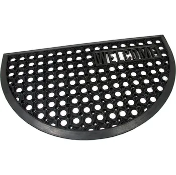 Rohožka Gumová venkovní vstupní půlkruhová rohož FLOMA HoneyComb Welcome - délka 45 cm, šířka 75 cm, výška 1,5 cm
