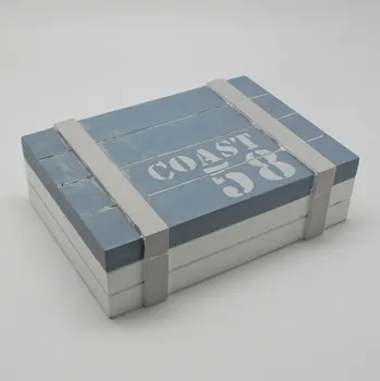 Zahradní dekorace Bedna dřevo modrá (ZY58602C)