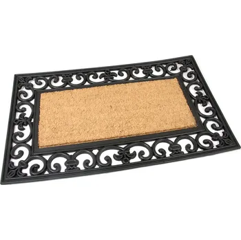 Rohožka Kokosová čisticí venkovní vstupní rohož FLOMA Rectangle - Deco - délka 45 cm, šířka 75 cm, výška 1,7 cm