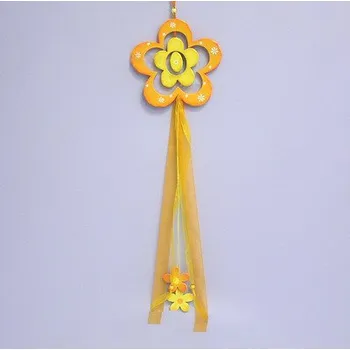 Zahradní dekorace Květinka závěs dřevo oranž 80x18cm (H17-521693)