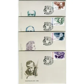 Poštovní známka Kyrgyz Express Post (2016) FDC MiNr. 45 - 48 ** - Kyrgyzstán - Výročích skvělých muzikantů