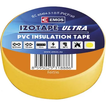 Výstražná páska EMOS Izolační páska PVC 15mm / 10m žlutá