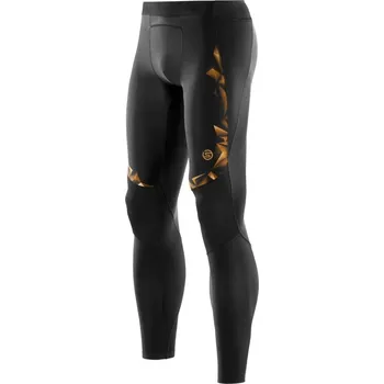 Pánské kalhoty SKINS A400 GOLD Mens Long Tights - Black (pánské aktivní kompresní dlouhé kalhoty) XXL