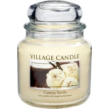 Svíčka Village Candle Creamy Vanilla 397g - střední vonná svíčka ve skle Vanilková zmrzlina