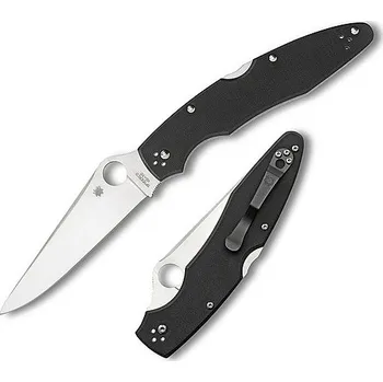 Pracovní nůž Spyderco Police 3, zavírací nůž s klipem, černá střenka G-10, hladké ostří C07GP3
