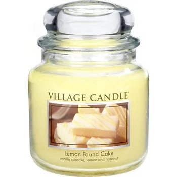 Svíčka Village Candle Lemon Pound Cake 397g - střední vonná svíčka ve skle Citronový koláč