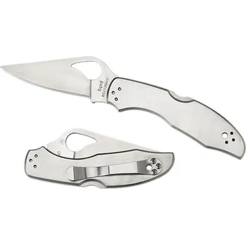 Pracovní nůž Spyderco Meadowlark2, zavírací nůž s klipem, nerezová střenka, hladké ostří BY04P2
