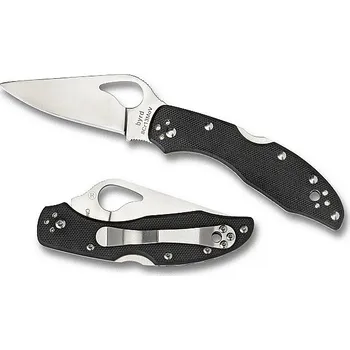 Pracovní nůž Spyderco Meadowlark2, zavírací nůž s klipem, černá střenka G-10, hladké ostří BY04GP2