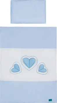 Ložní povlečení Belisima Tři srdce bílé/modré 5-dílné 100 x 135, 40 x 60 cm