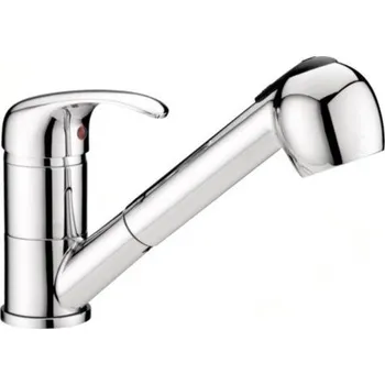 Vodovodní baterie PERLA, dřezová stojánková baterie s výsuvnou sprchou, chrom - Sagittarius PR 108