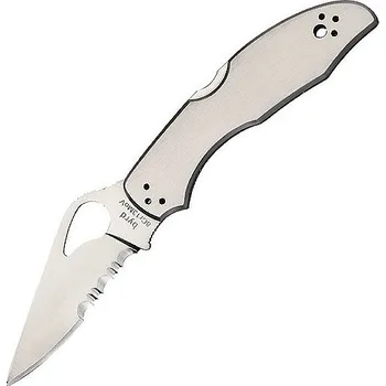 Pracovní nůž Spyderco Meadowlark2, zavírací nůž s klipem, nerezová střenka, kombinované ostří BY04PS2