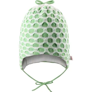 Čepice Reima dětská čepice pletená se zavazováním Vanilja 518336 - zeleno bílá - 40 - 42 cm