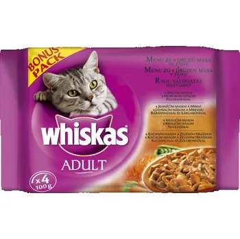 Krmivo pro kočku Recenze Whiskas Adult Menu ze 4 druhů masa