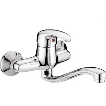 Vodovodní baterie PERLA, dřezová stěnová baterie, rozteč 100mm, zvedlé ramínko, chrom - Sagittarius PR 3115/100Z