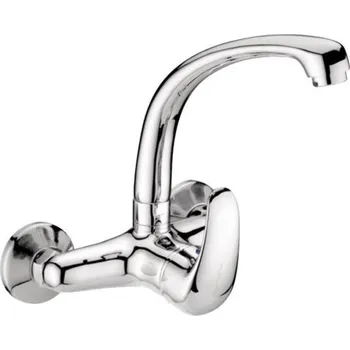 Vodovodní baterie PERLA, dřezová stěnová baterie, rozteč 100mm, horní ramínko, chrom - Sagittarius 3115/100U