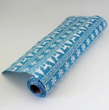 Svatební dekorace Modrá jutová šerpa 36 cm - bílý norský vzor - 3 m