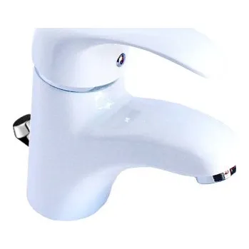 Vodovodní baterie PERLA, umyvadlová stojánková baterie s uzávěrem sifonu, bílá - Sagittarius PRW 3118/AG