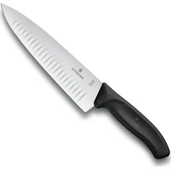 Kuchyňský nůž Kuchařský nůž se širokou čepelí s výbrusy Victorinox Swiss Classic 20 cm, černý