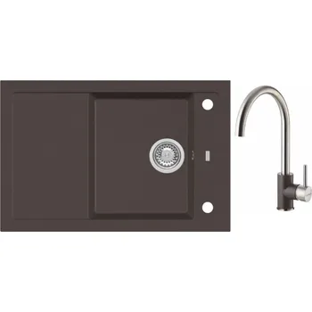 Granitový dřez Alveus Formic 30 chocolate + baterie Elza chocolate