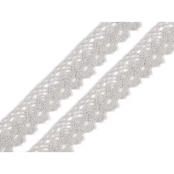 Stuha Krajka paličkovaná 28mm - sv. šedá - 1m