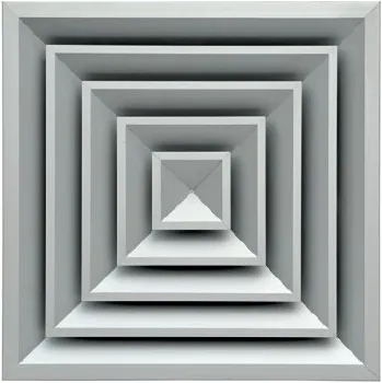 Větrací mřížka Ventishop DFR-U 150×150 S1 vířivý anemostat s pevnými lamelami