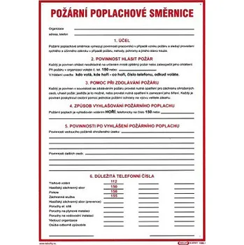 Výstražná páska Požární poplachová směrnice 210x297mm - plastová tabulka MAGG 120094