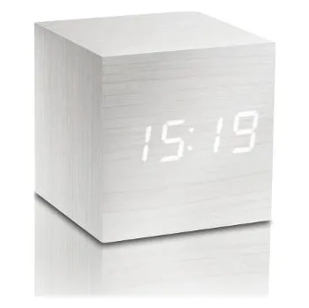 Gingko Cube White Click Clock LED