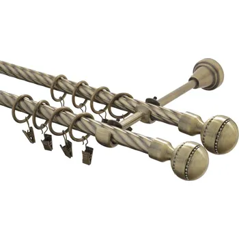 Garnýž kovová 320 cm kroucená dvouřadá - dvojitá 16 Paola crystal double mosaz