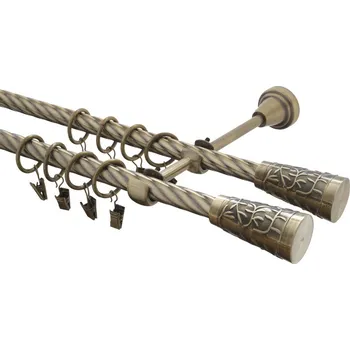 Garnýž kovová 400 cm kroucená dvouřadá - dvojitá 16 Sevilla double mosaz