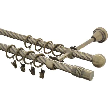 Garnýž kovová 320 cm kroucená dvouřadá - dvojitá 16 Cylinder mosaz