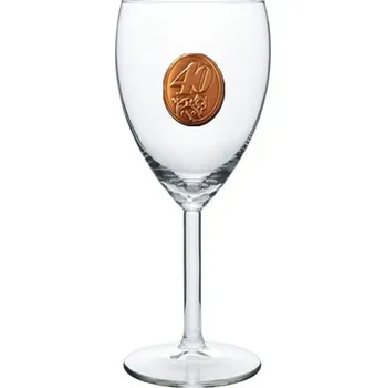 Sklenice 40 let Sklenice na víno kovová etiketa (Degustačný )
