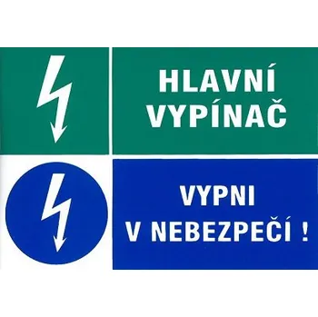 Výstražná páska Hlavní vypínač. Vypni v nebezpečí 105x74mm - samolepka MAGG 120080